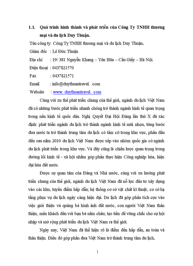 image for page Hoạt động kinh doanh lữ hành tại công ty TNHH thương mại và du lịch Duy Thuận