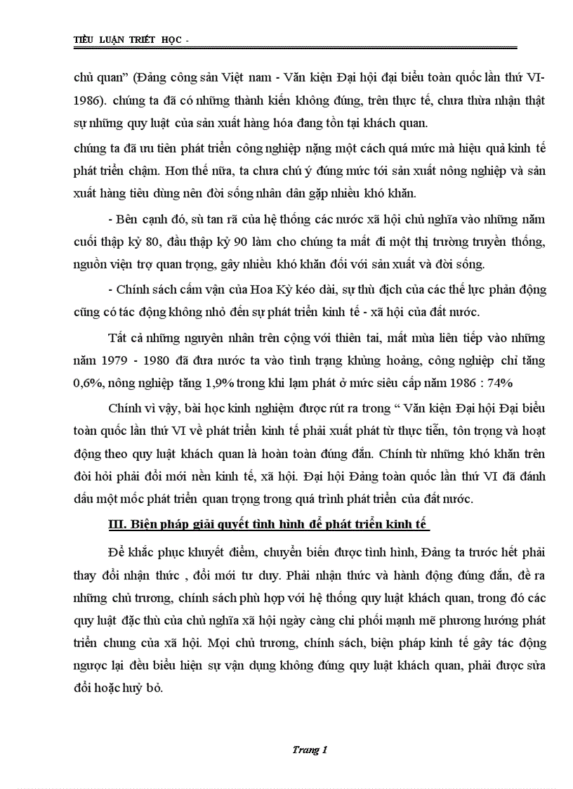 image for page Lý luận nhận thức vận dụng quan điểm đó vào nền kinh tế Việt Nam trước và sau mười năm đổi mới đến nay