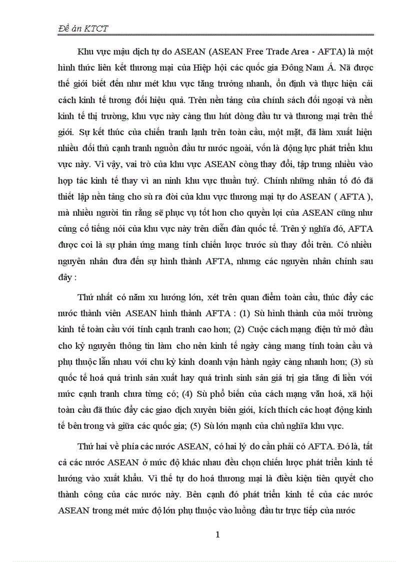 image for page Tiến trình hội nhập AFTA của Việt Nam