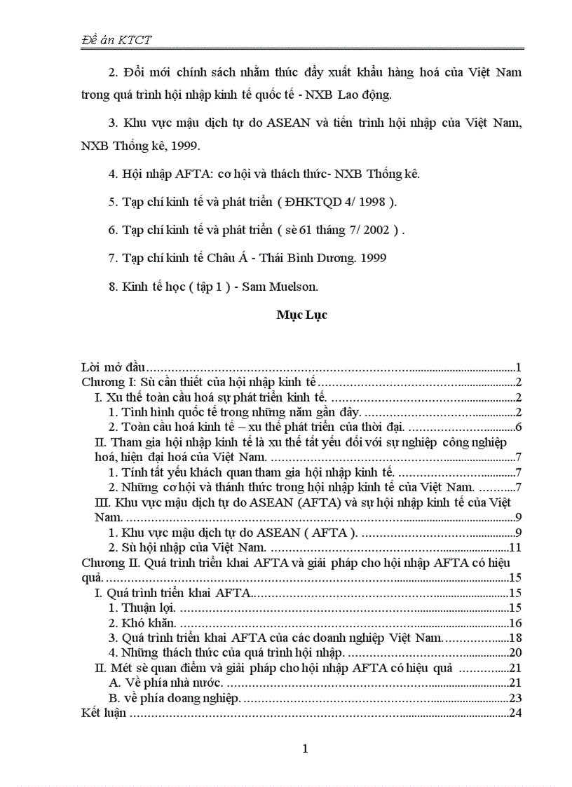 image for page Tiến trình hội nhập AFTA của Việt Nam