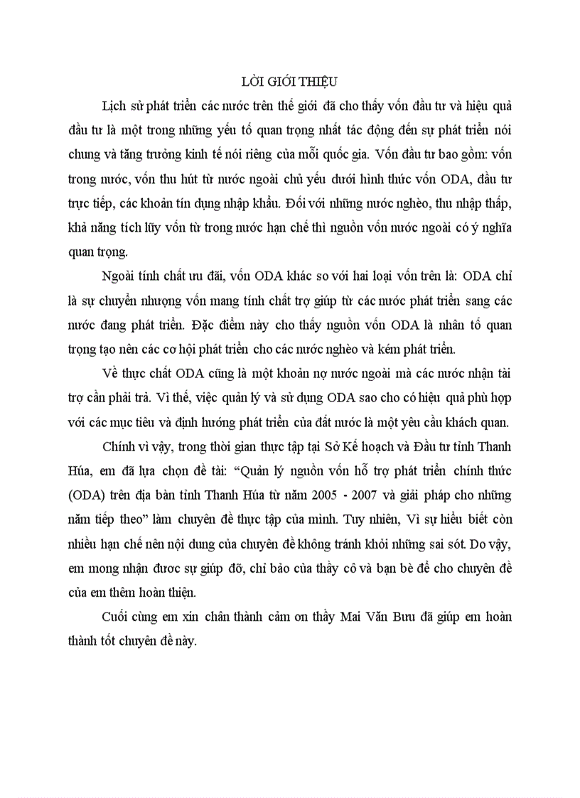 image for page Quản lý nguồn vốn hỗ trợ phát triển chính thức ODA trên địa bàn tỉnh Thanh Hóa từ năm 2005 2007 và giải pháp cho những năm tiếp theo