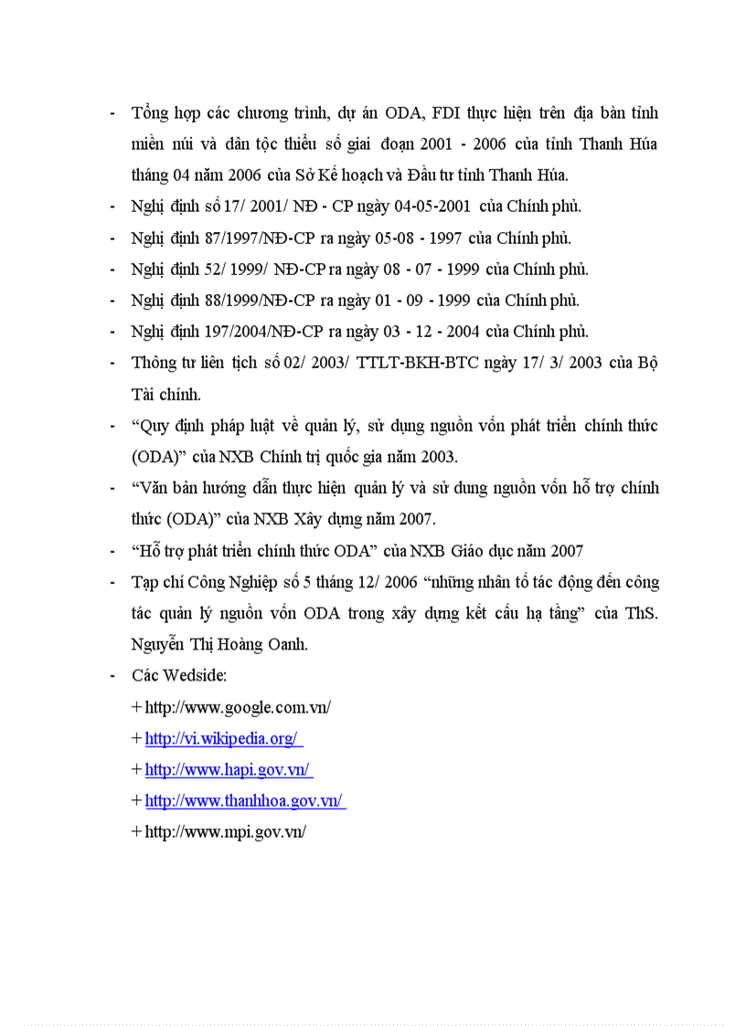 image for page Quản lý nguồn vốn hỗ trợ phát triển chính thức ODA trên địa bàn tỉnh Thanh Hóa từ năm 2005 2007 và giải pháp cho những năm tiếp theo