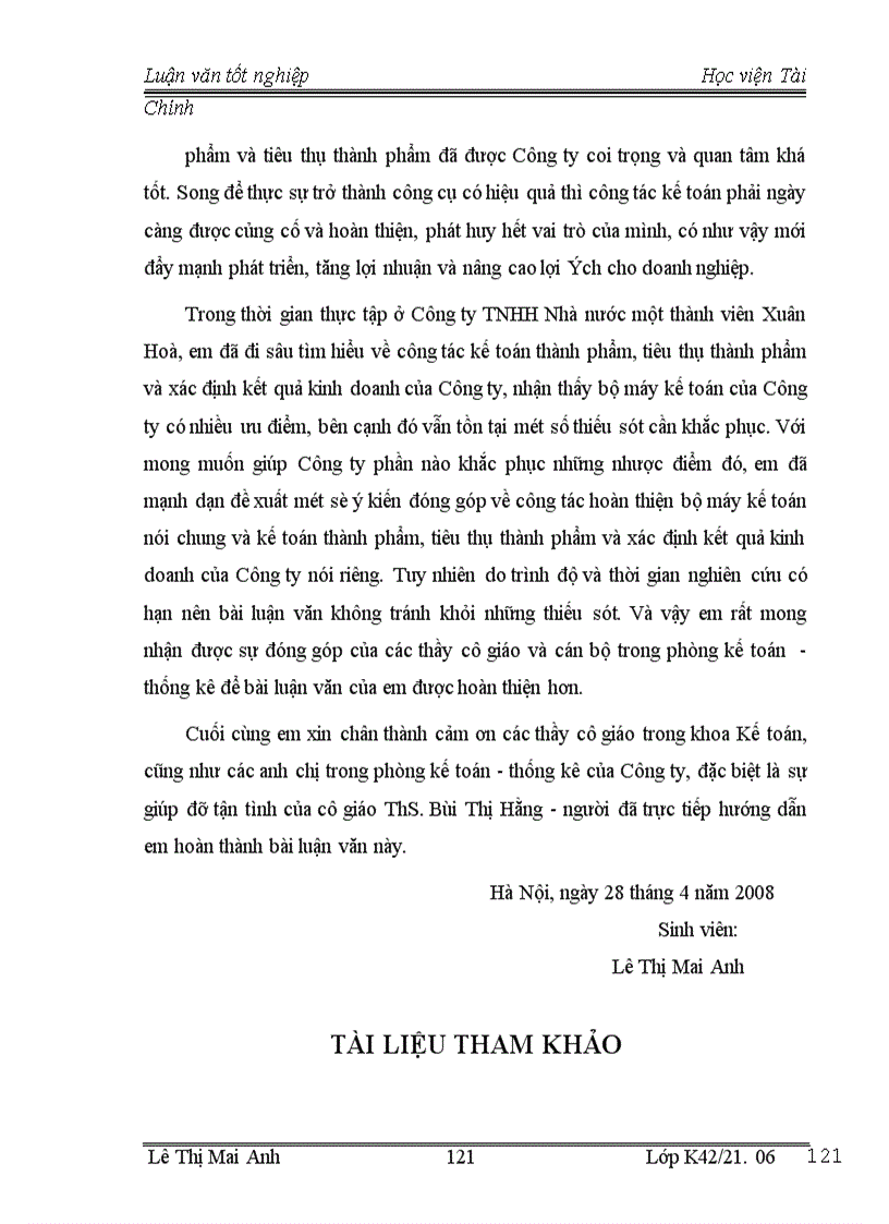 image for page Tổ chức công tác kế toán thành phẩm tiêu thụ thành phẩm và xác định kết quả kinh doanh tại Công ty TNHH Nhà nước một thành viên Xuân Hoà