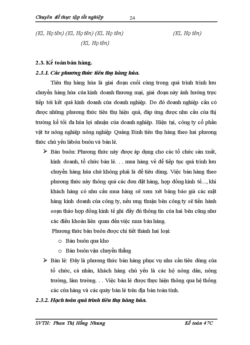 image for page Hoàn thiện kế toán bán hàng và xác định kết quả tiêu thụ tại Công ty cổ phần vật tư nông nghiệp Quảng Bình