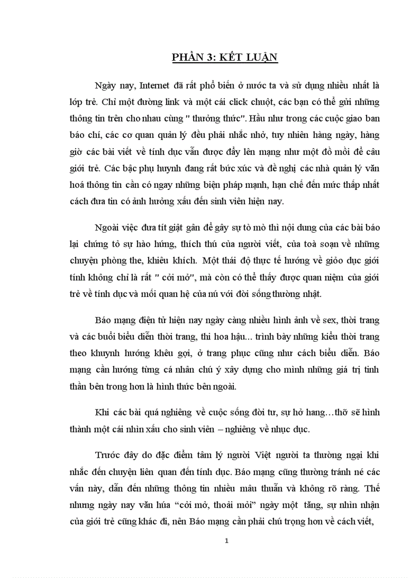 image for page Ảnh hưởng của các bài viết về vấn đề tính dục trên báo mạng điện tử đối với sinh viên