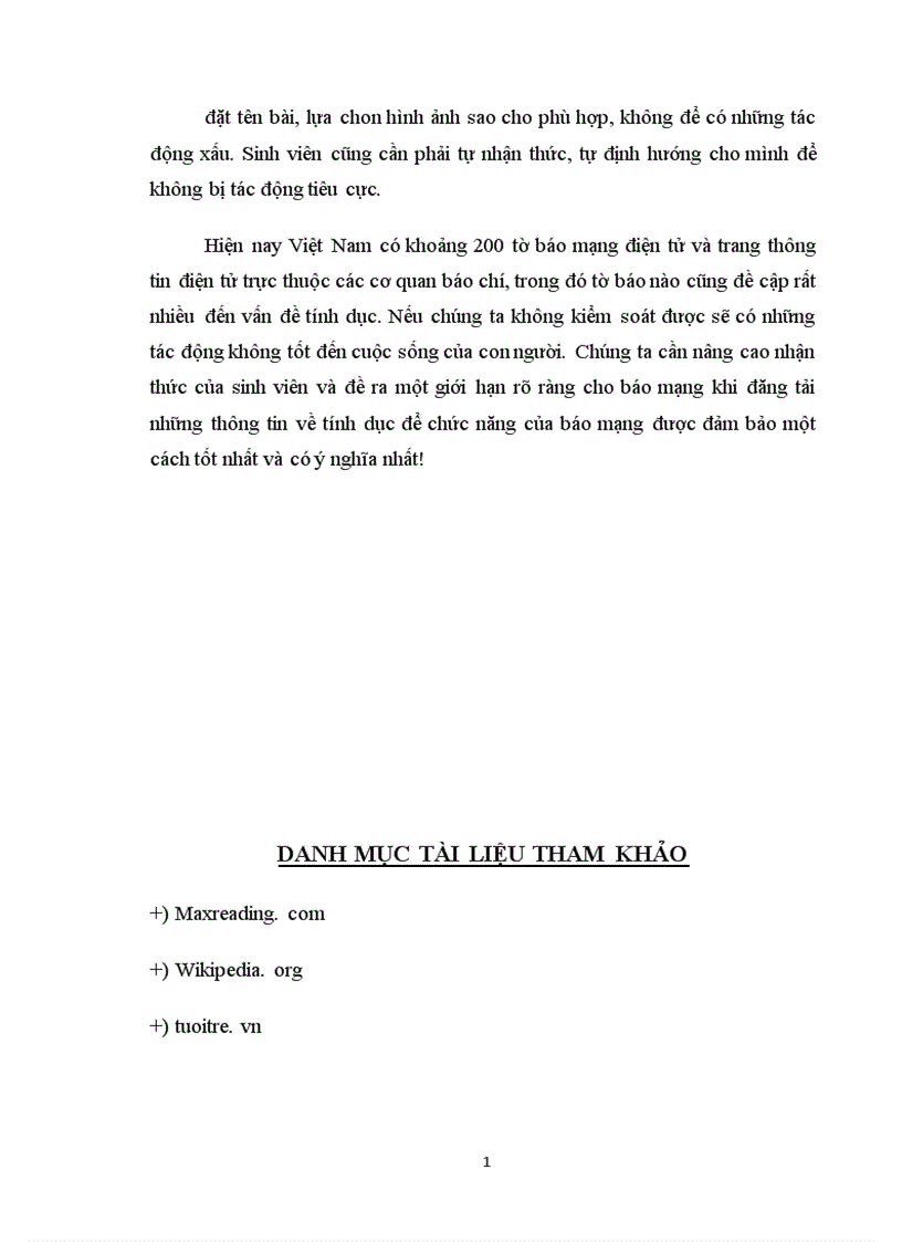 image for page Ảnh hưởng của các bài viết về vấn đề tính dục trên báo mạng điện tử đối với sinh viên