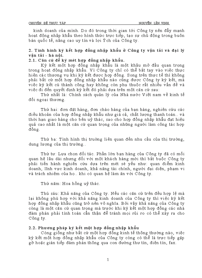 image for page Hoàn thiện việc ký kết và thực hiện hợp đồng nhập khẩu Công ty vận tải và đại lý vận tải Hà nội VITACO 1