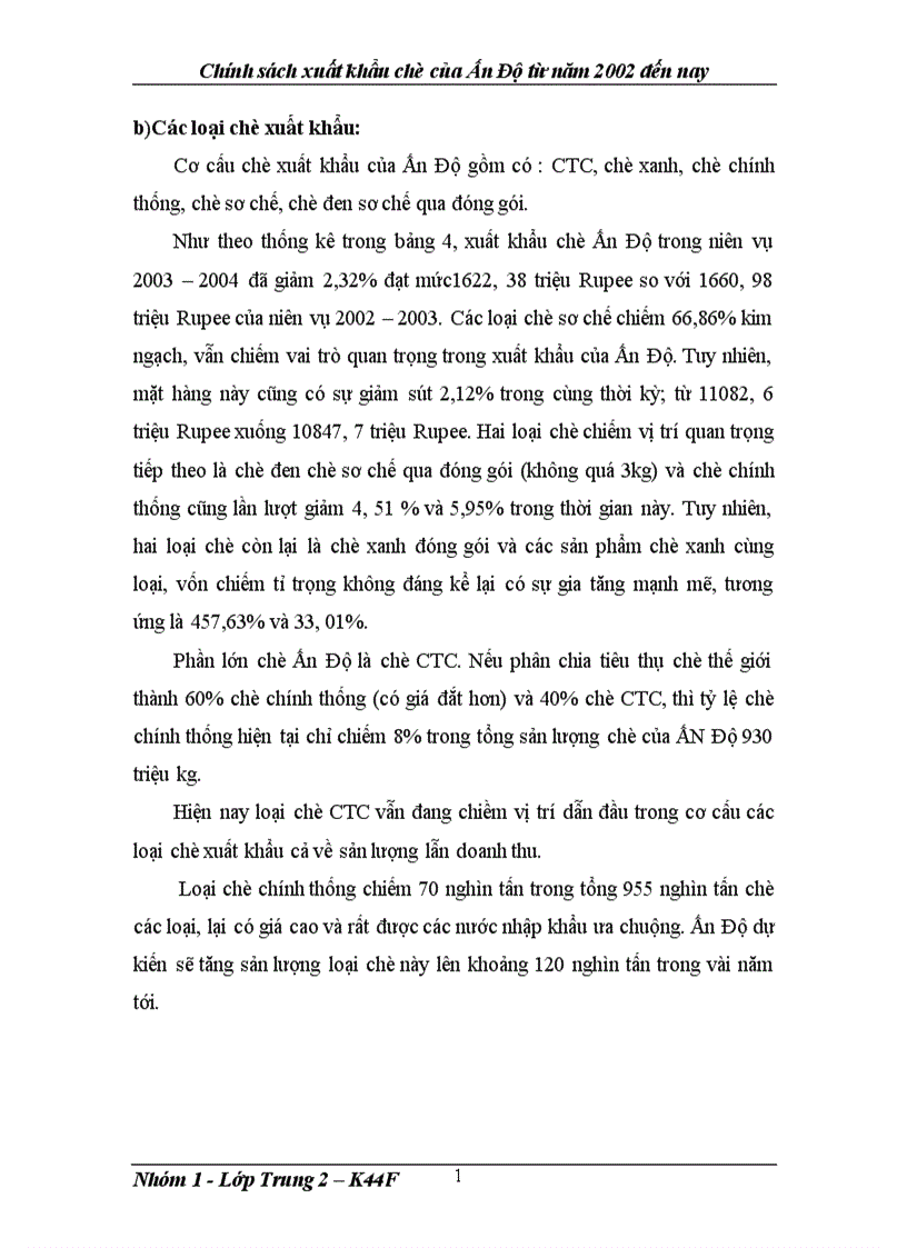 image for page Chính sách xuất khẩu Chè của Ấn Độ từ năm 2002 đến nay