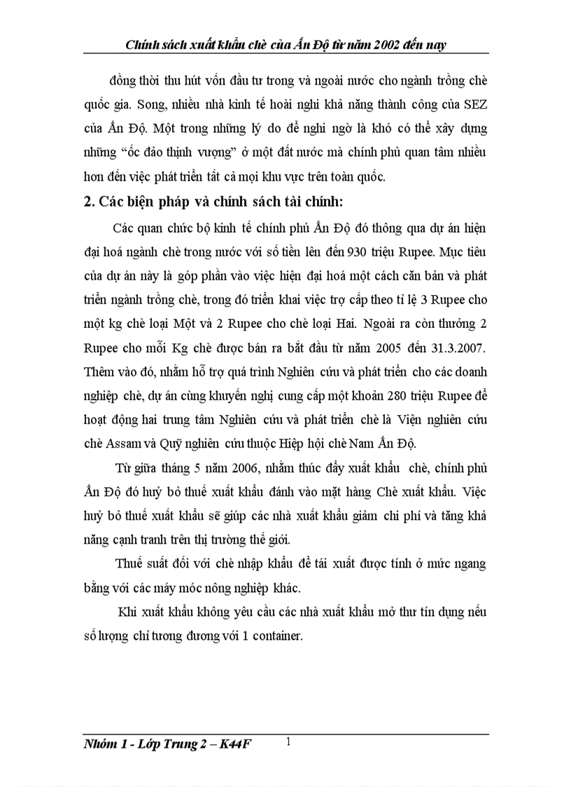 image for page Chính sách xuất khẩu Chè của Ấn Độ từ năm 2002 đến nay