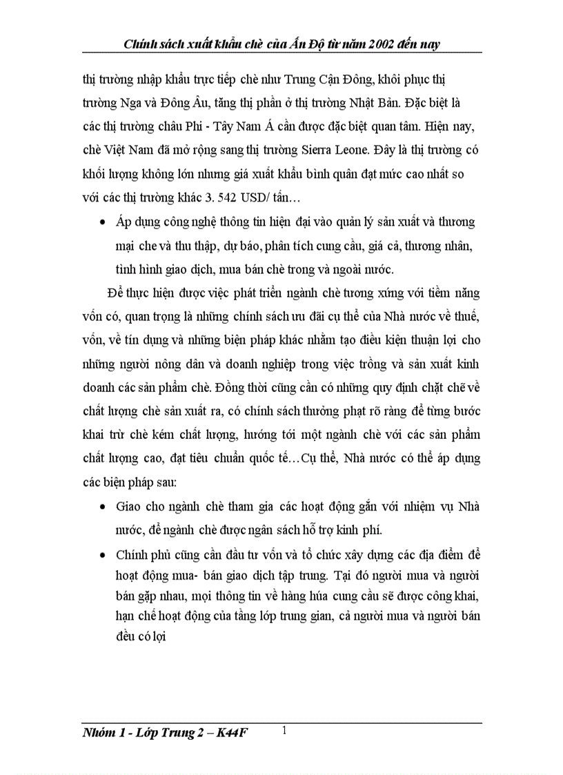 image for page Chính sách xuất khẩu Chè của Ấn Độ từ năm 2002 đến nay