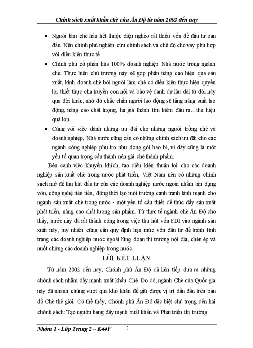 image for page Chính sách xuất khẩu Chè của Ấn Độ từ năm 2002 đến nay