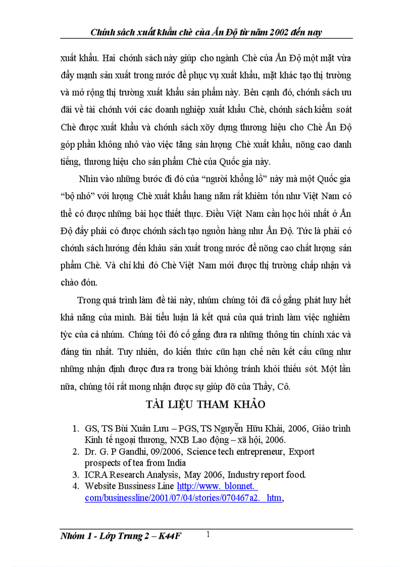 image for page Chính sách xuất khẩu Chè của Ấn Độ từ năm 2002 đến nay