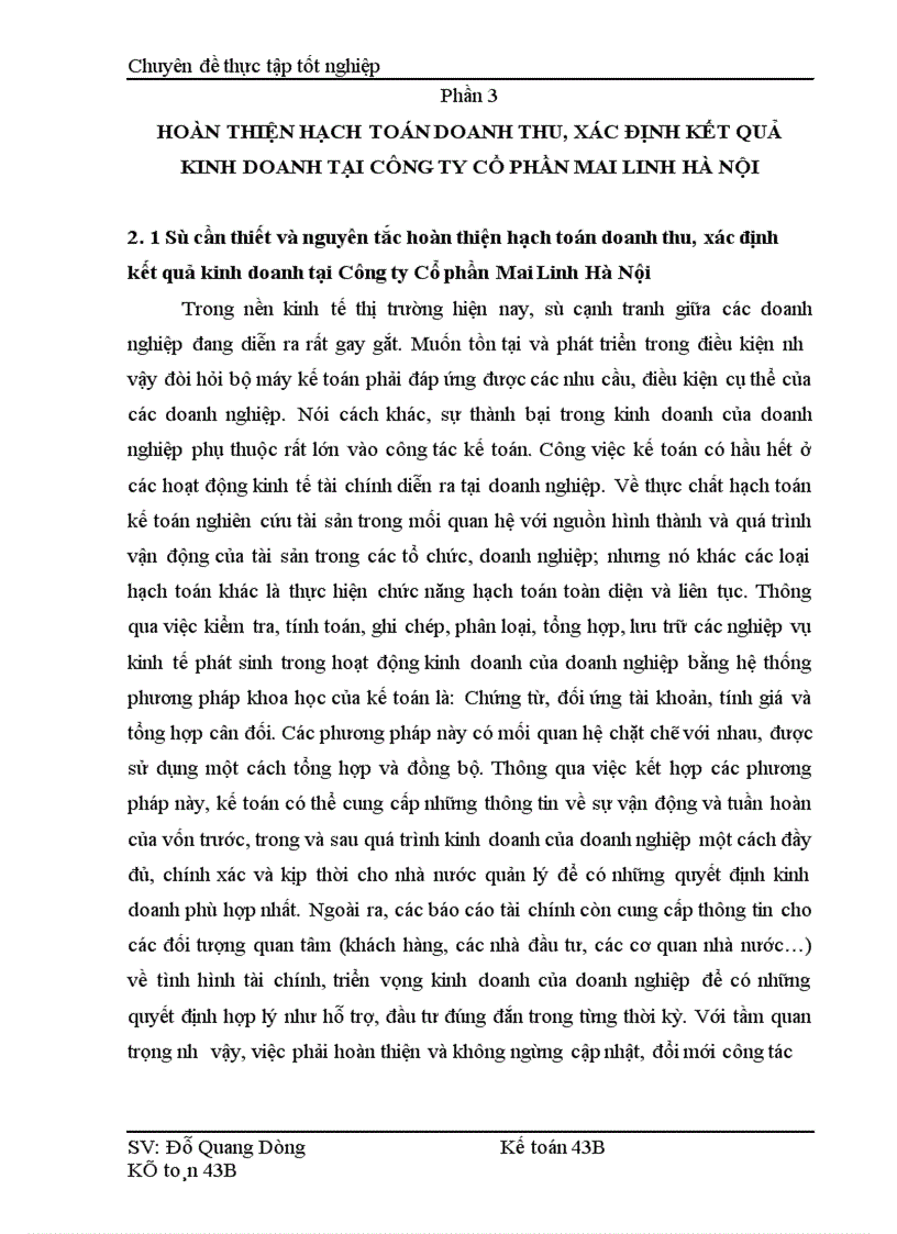 image for page Hoàn thiện hạch toán Doanh thu xác định kết quả kinh doanh tại Công ty Cổ phần Mai Linh Hà Nội 1