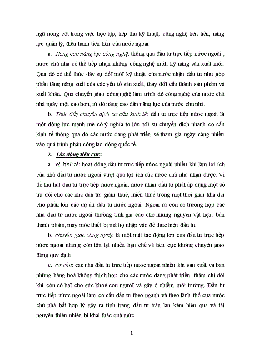 image for page Vai trò và tác động tiêu cực của đầu tư trực tiếp nứơc ngoài đốI vớI các nước đang phát triển
