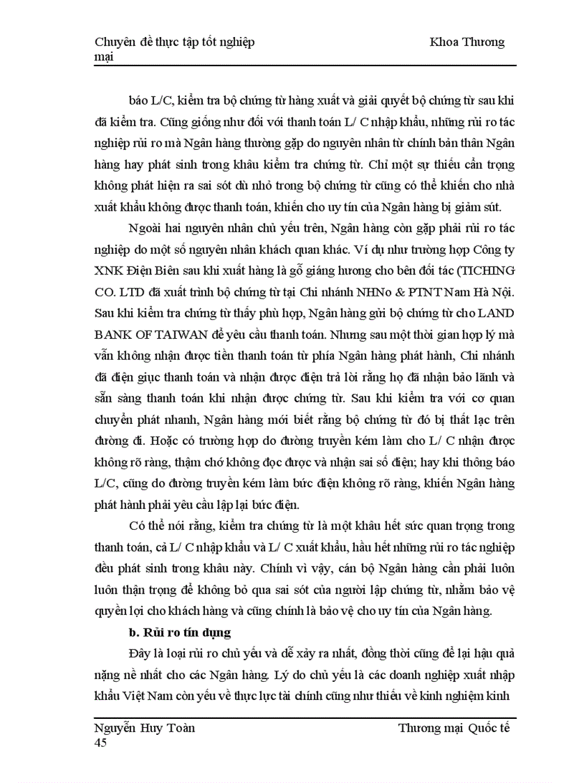 image for page Rủi ro và quản trị rủi ro đối với phương thức thanh toán tín dụng chứng từ trong thanh toán quốc tế tại chi nhánh NHNo PTNT Nam Hà Nội