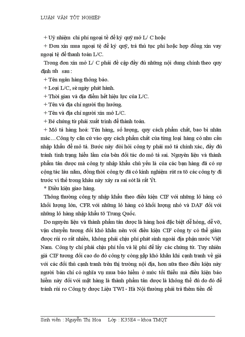 image for page Hoàn thiện quy trình nhập khẩu nguyên liệu và thành phẩm tân dược tại Công ty dược liệu TWI Hà Nội