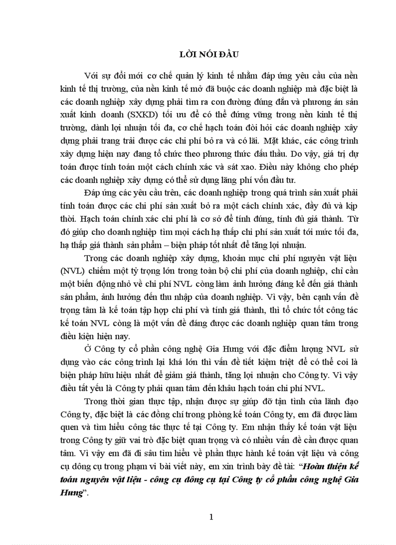 image for page Thực trạng kế toán nguyên vật liệu công cụ dụng cụ ở Công ty cổ phần công nghệ Gia Hưng
