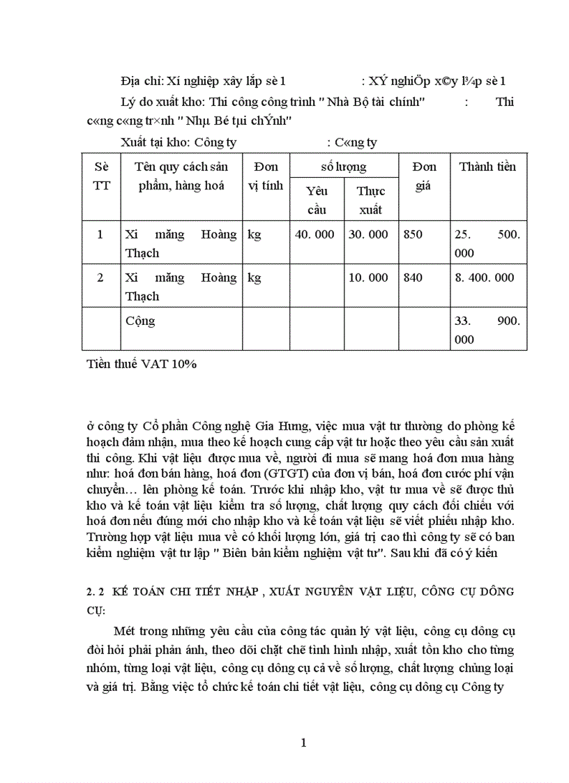 image for page Thực trạng kế toán nguyên vật liệu công cụ dụng cụ ở Công ty cổ phần công nghệ Gia Hưng
