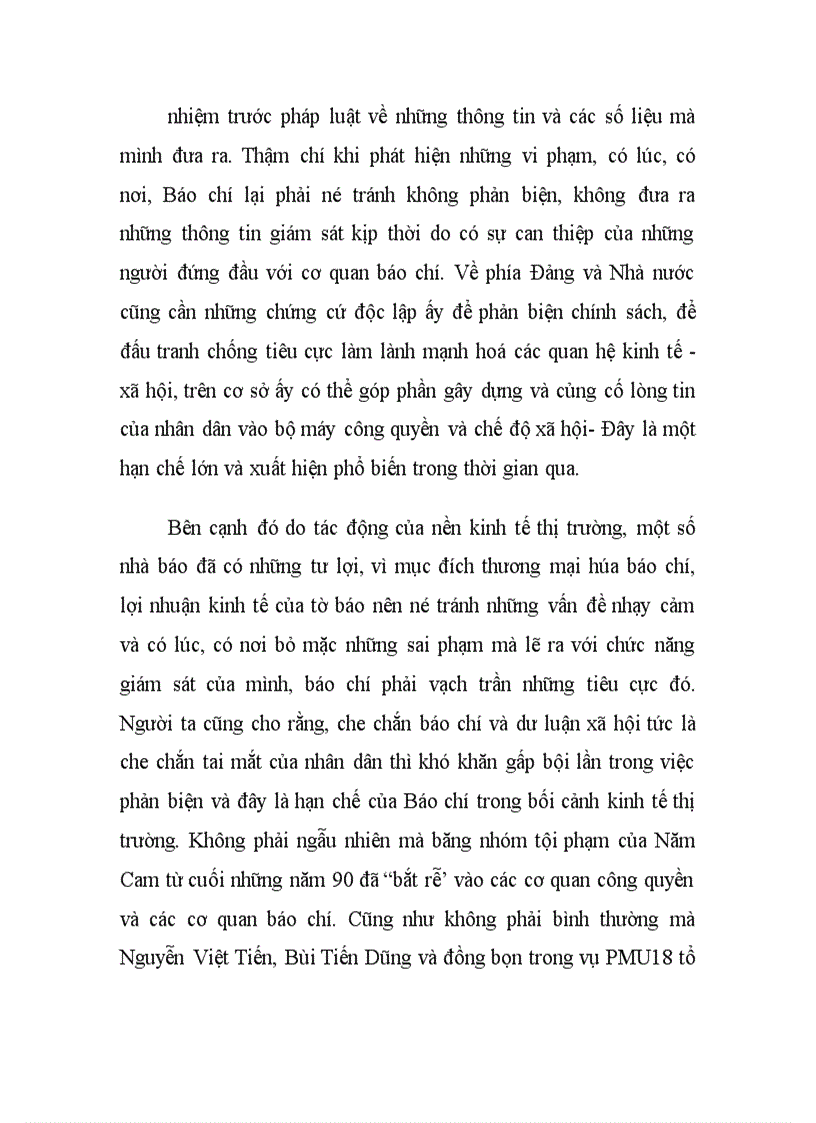 image for page Những hạn chế của quá trình giám sát xã hội của Báo chí Việt nam trong thời gian qua