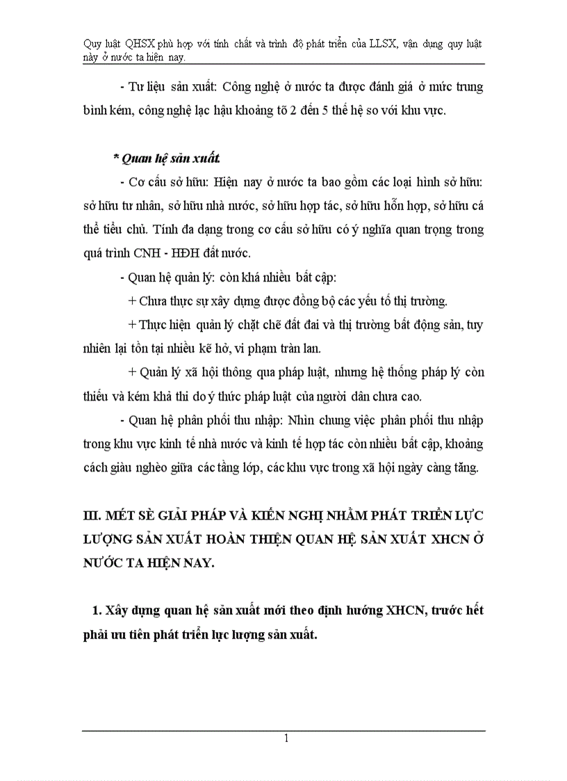 image for page Quy luật QHSX phù hợp với tính chất và trình độ phát triển của LLSX vận dụng quy luật này ở nước ta hiện nay 1