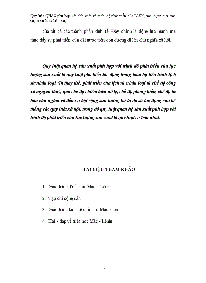 image for page Quy luật QHSX phù hợp với tính chất và trình độ phát triển của LLSX vận dụng quy luật này ở nước ta hiện nay 1