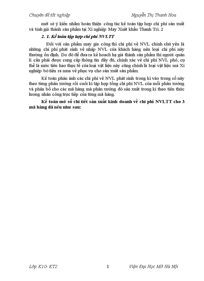 image for page Kế toán tập hợp chi phí sản xuất và tính giá thành sản phẩm tại Xí nghiệp May Xuất khẩu Thanh Trì 1