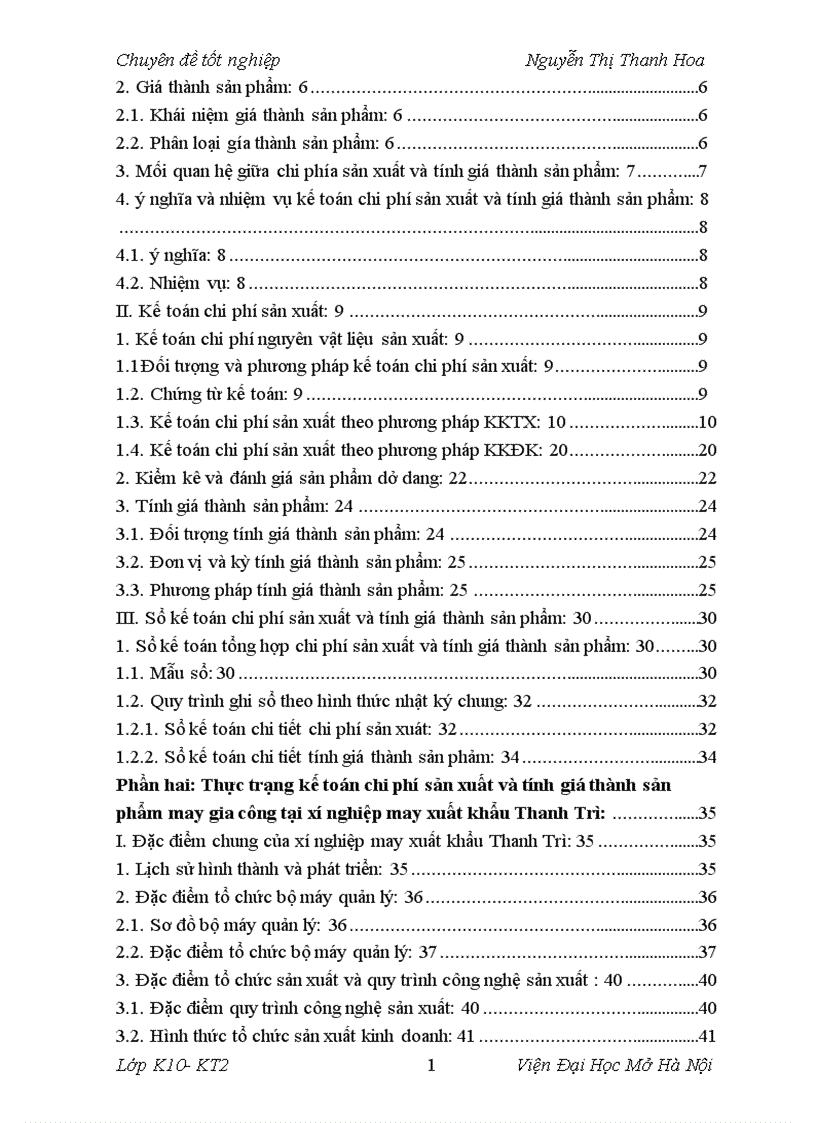 image for page Kế toán tập hợp chi phí sản xuất và tính giá thành sản phẩm tại Xí nghiệp May Xuất khẩu Thanh Trì 1