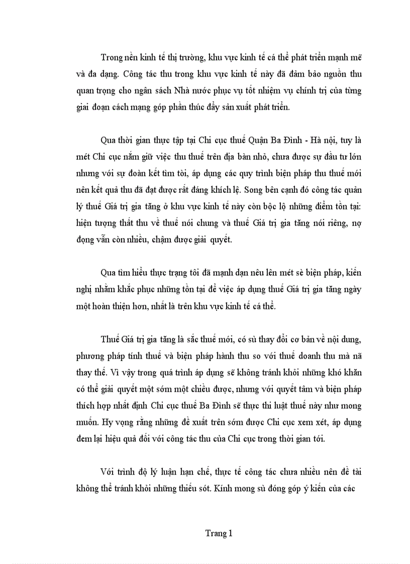 image for page Bàn về công tác quản lí thu thuế giá trị gia tăng ở khu vực kinh tế cá thể trên địa bàn quận Ba đình