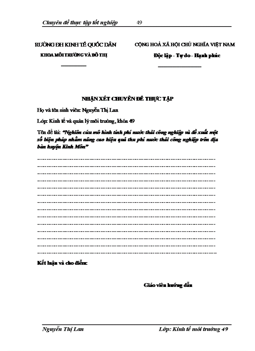 image for page Nghiên cứu mô hình tính phí nước thải công nghiệp và đề xuất một số giải pháp nhằm nâng cao hiệu quả thu phí nước thải công nghiệp trên địa bàn huyện Kinh Môn