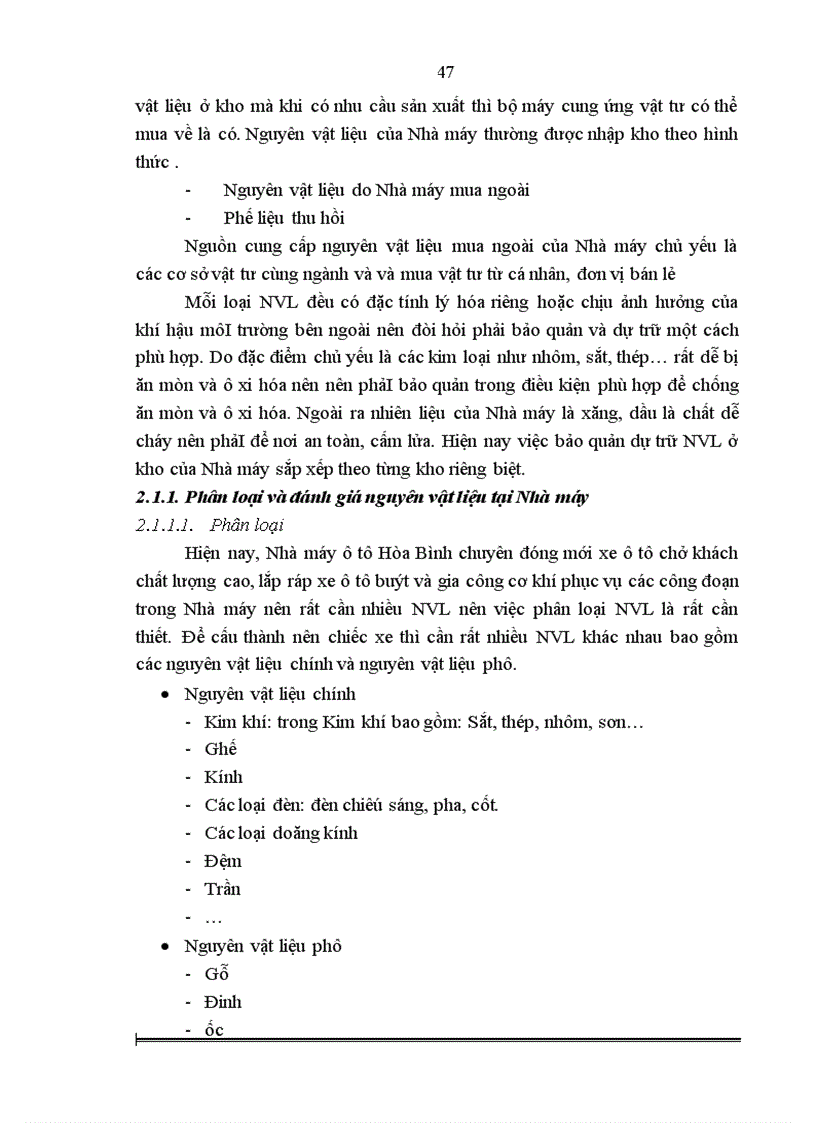 image for page Hoàn thiện công tác kế toán nguyên vật liệu và công cụ dụng cụ tại Nhà máy ô tô Hòa Bình 1