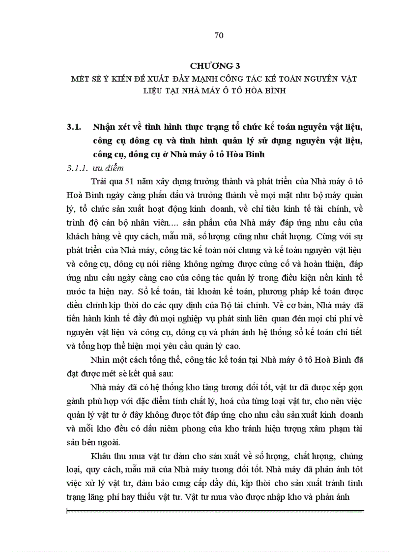 image for page Hoàn thiện công tác kế toán nguyên vật liệu và công cụ dụng cụ tại Nhà máy ô tô Hòa Bình 1