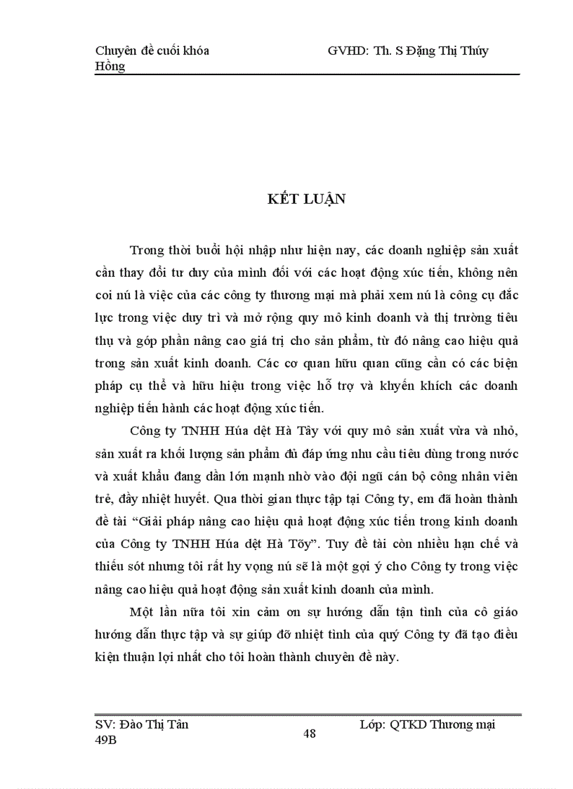 image for page Giải pháp nâng cao hiệu quả hoạt động xúc tiến của Công ty TNHH Hoá dệt Hà Tây