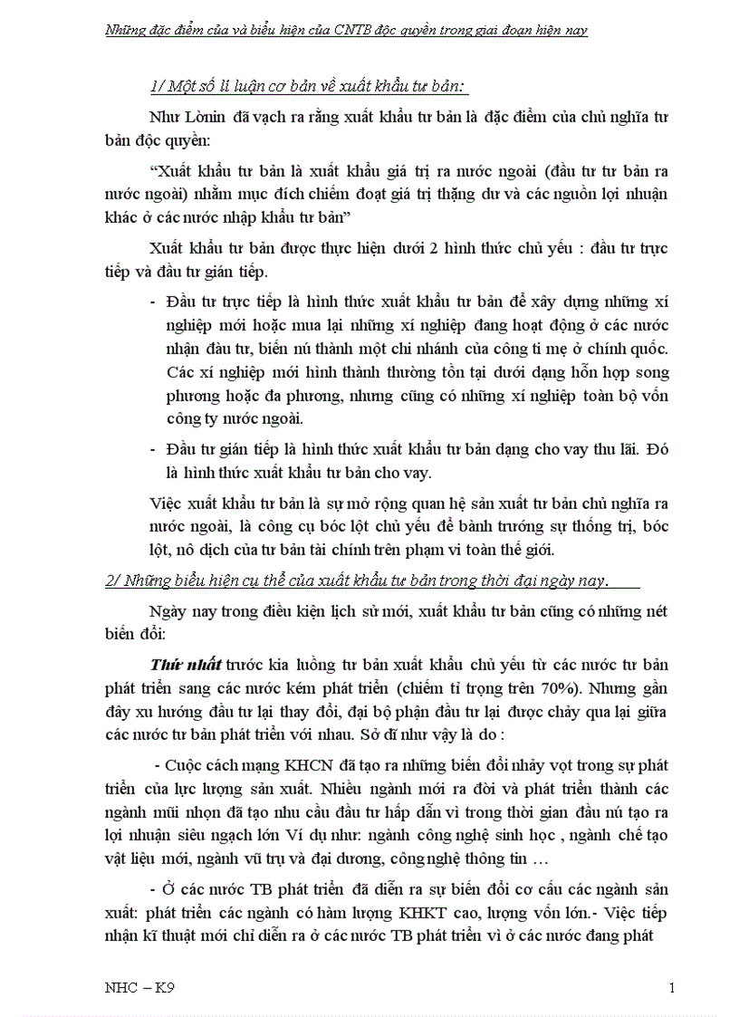 image for page Những đặc điểm của và biểu hiện của CNTB độc quyền trong giai đoạn hiện nay