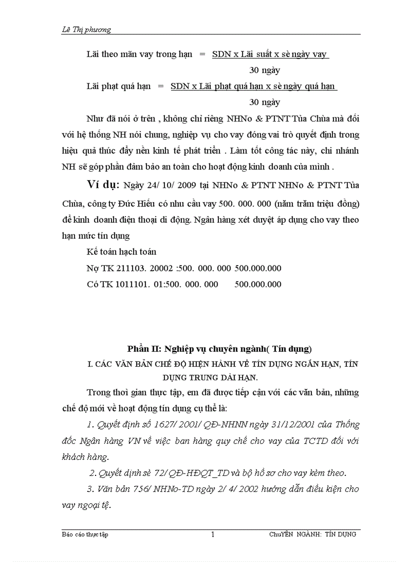 image for page Báo cáo thực tập tại NHNo PTNT huyện Tủa Chựa