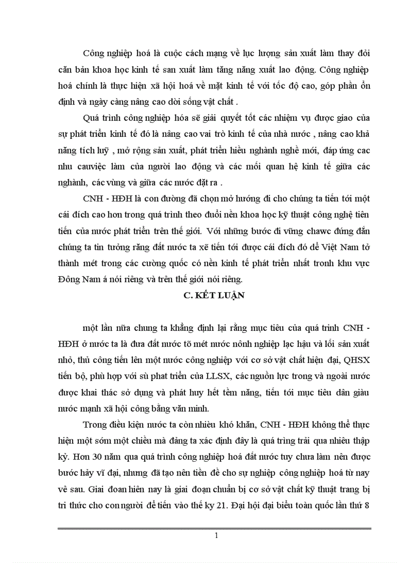 image for page Công nghiệp hoá Hiện đại hoá và vai trò của nó trong sự nghiệp xây dựng CNXH ở nước ta hiện nay