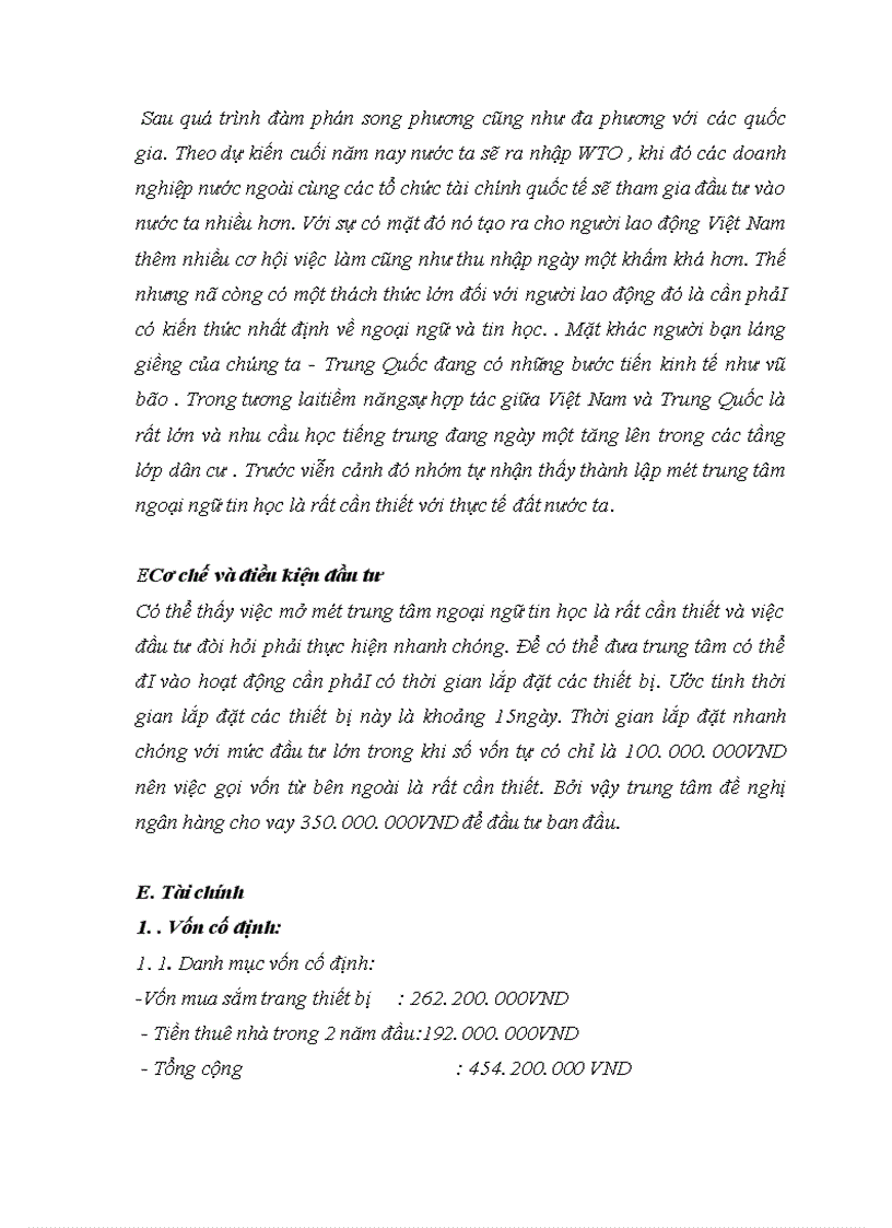 image for page Dự án đầu tư Thành lập trung tâm Ngoại ngữ tin học New century