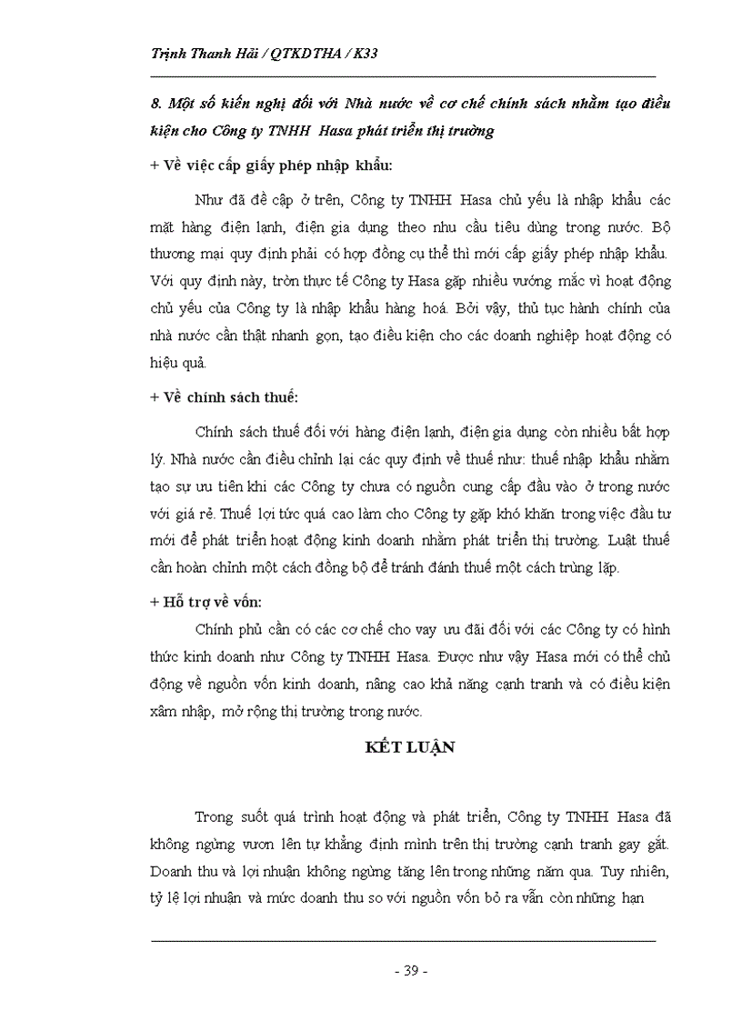 image for page Phân tích tình hình thị trường của Công ty TNHH Hasa