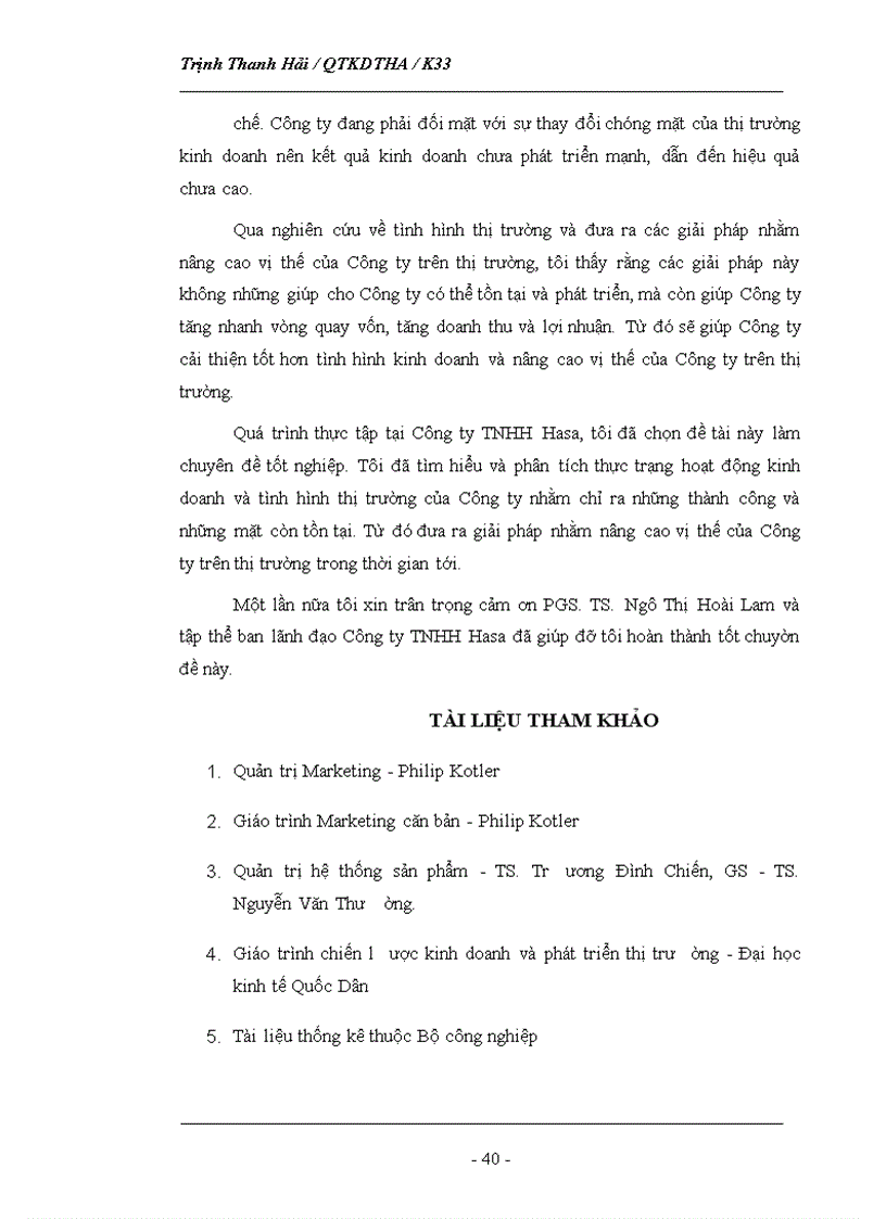 image for page Phân tích tình hình thị trường của Công ty TNHH Hasa