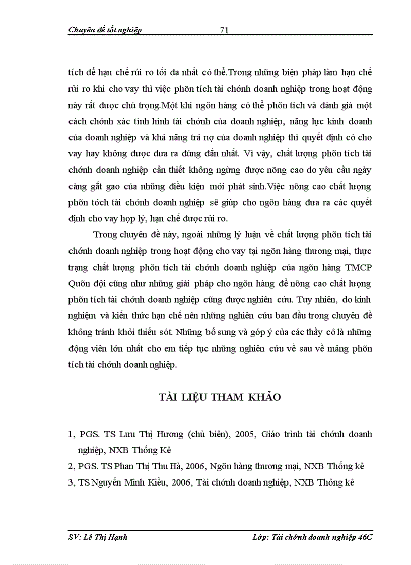 image for page Nâng cao chất lượng phân tích tài chính doanh nghiệp trong hoạt động cho vay của ngân hàng TMCP Quân đội