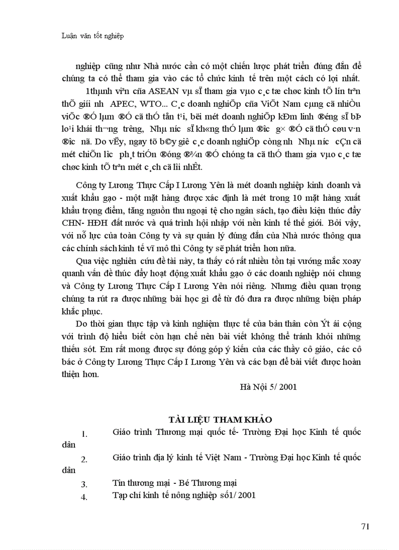 image for page Thực trạng và biện pháp thúc đẩy hoạt động xuất khẩu gạo ở Công ty Lương Thực Cấp I Lương Yên