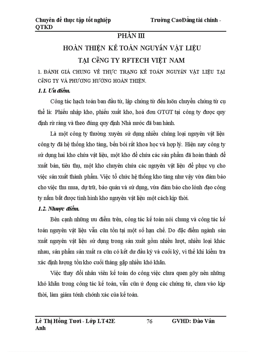 image for page Thực trạng kế toán nguyên vật liệu tại Công ty RFTECH VIỆT NAM