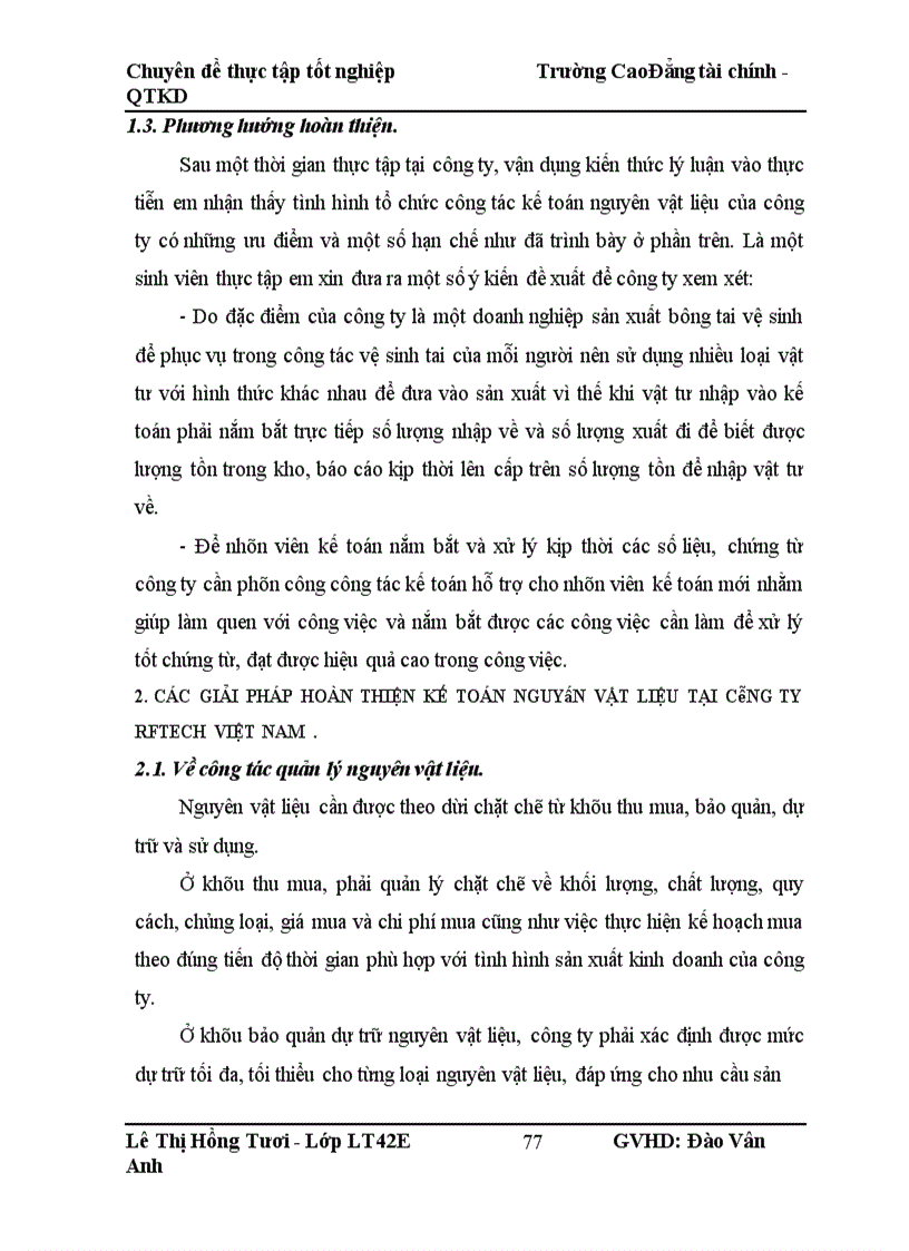 image for page Thực trạng kế toán nguyên vật liệu tại Công ty RFTECH VIỆT NAM