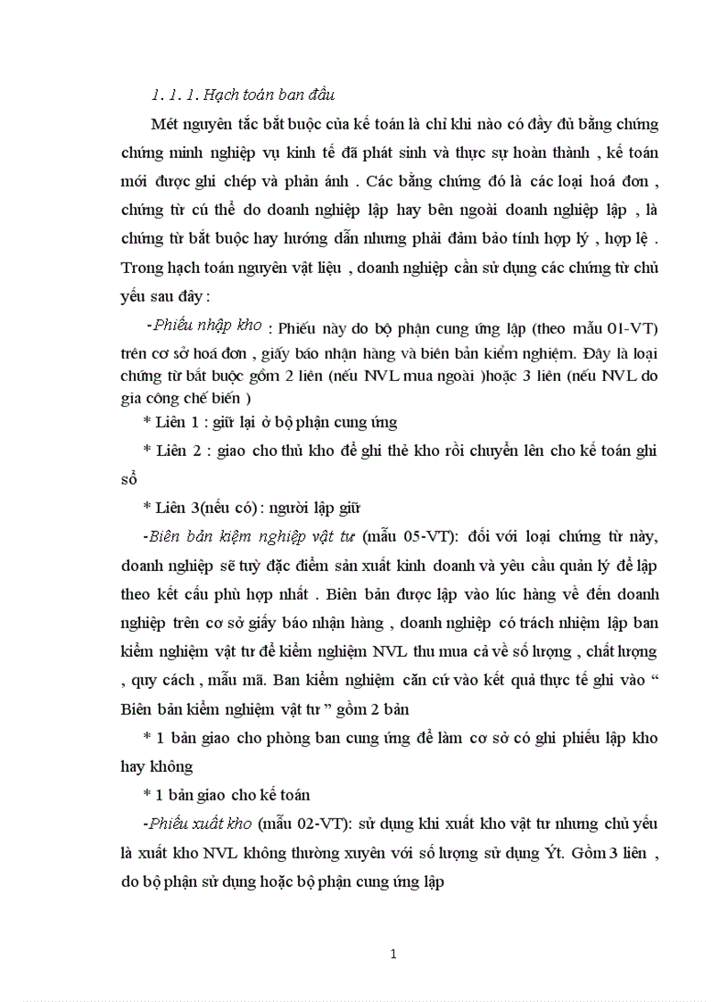 image for page Kế toán nguyên vật liệu vật liệu và công cụ dụng cụ tại Xí nghiệp 22 Công ty 22 BQP 1