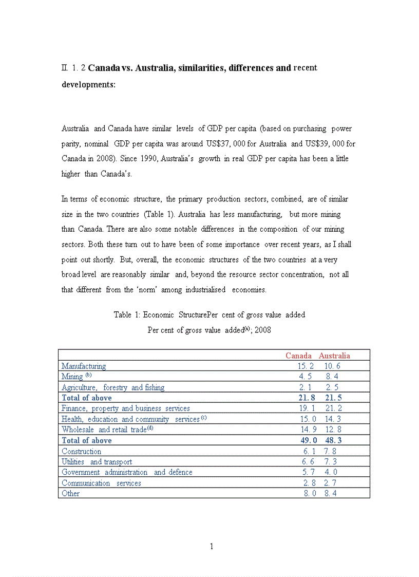 image for page Specific comparison into economy Canada and Australia