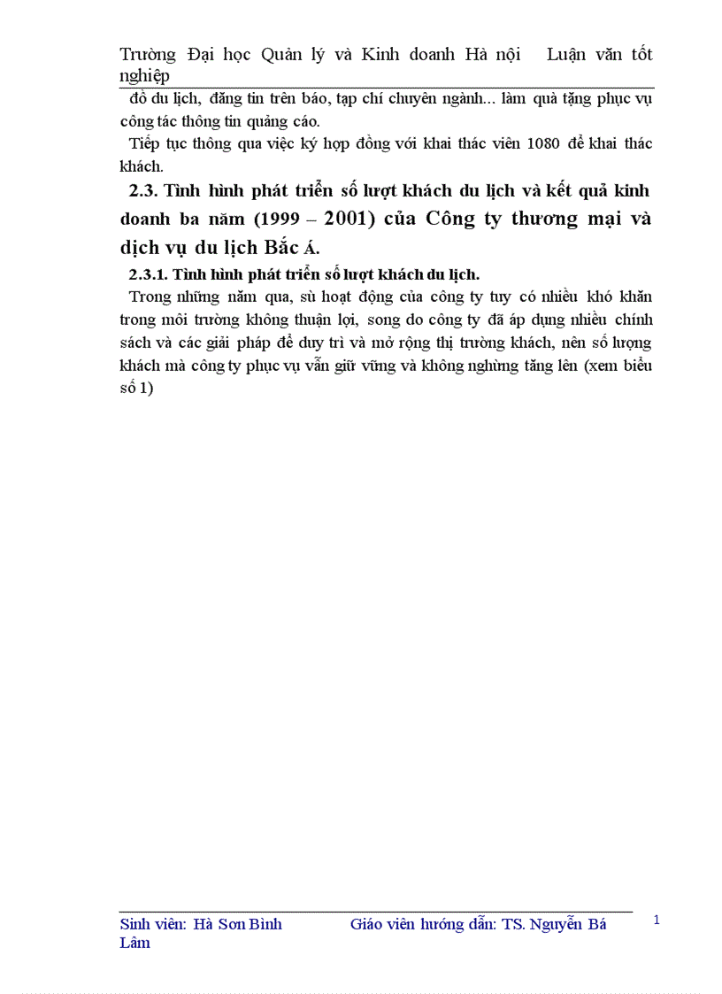 image for page Thực trạng và một số giải pháp nhằm duy trì và mở rộng thị trường khách du lịch tại Công ty thương mại và dịch vụ du lịch Bắc á