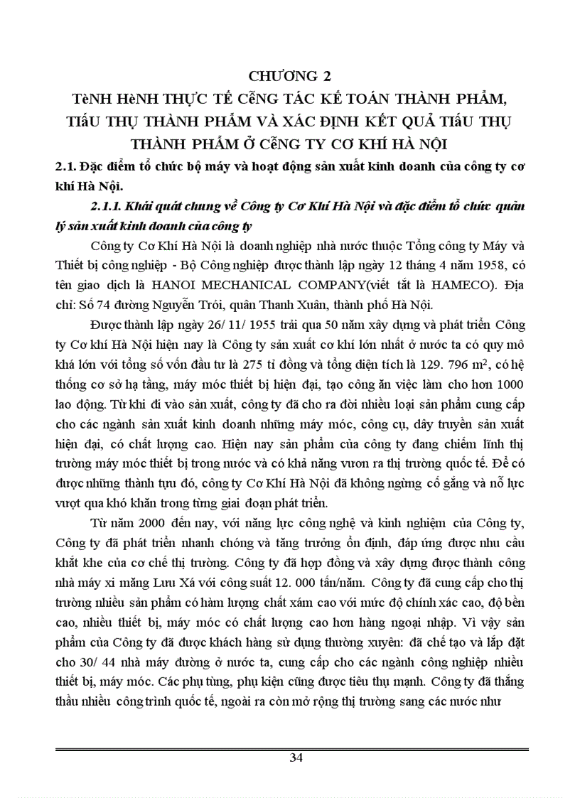 image for page Tổ chức công tác kế toán thành phẩm và tiêu thụ thành phẩm và xác định kết quả tiêu thụ ở công ty cơ khí Hà Nội 1
