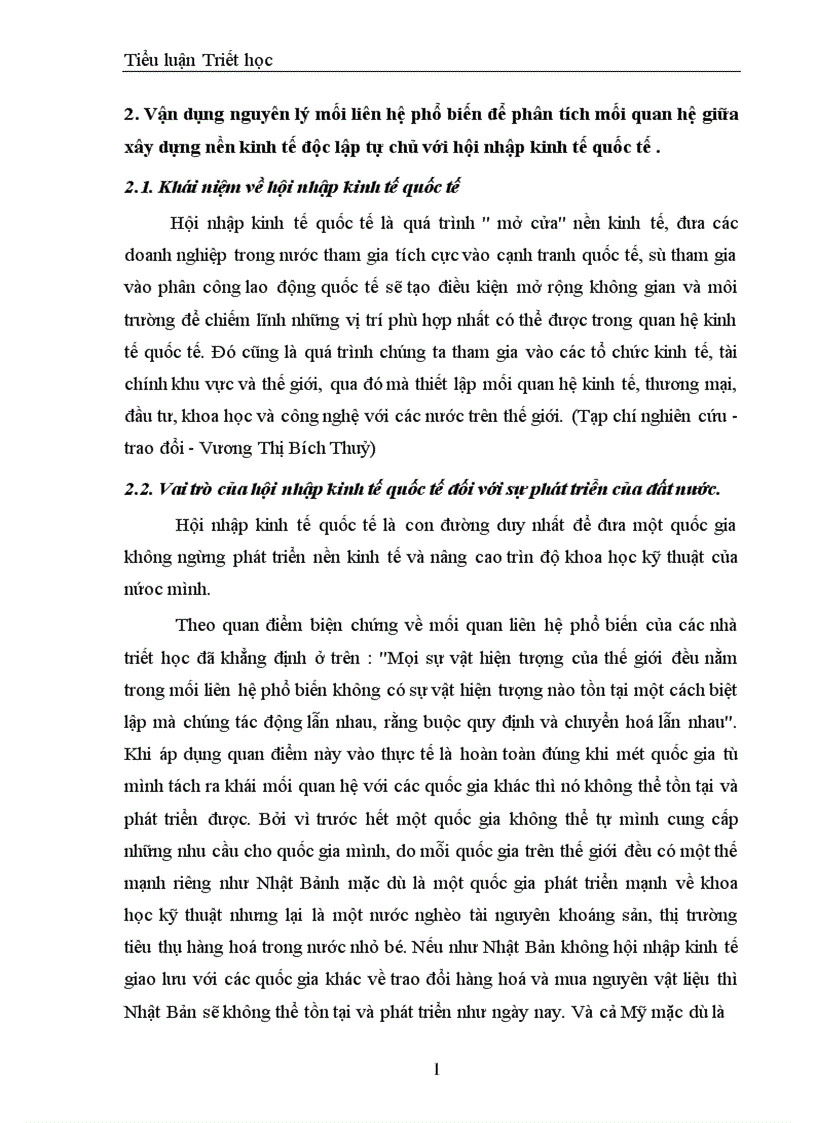 image for page Phép biện chứng về mối liên hệ phố biến và vận dụng phân tích mối liên hệ giữa xây dựng nền kinh tế độc lập tự chủ với hội nhập kinh tế quốc tế 1