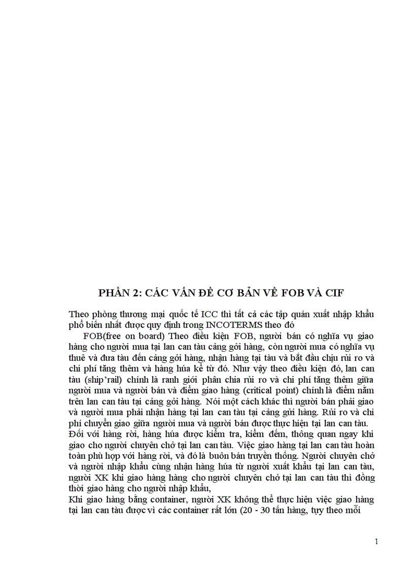 Các vấn đề cơ bản về FOB và CIF