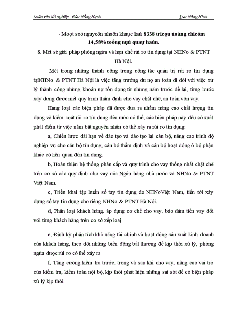 image for page Một số giải pháp phòng ngừa và hạn chế rủi ro tín dụng tại ngân hàng nông nghiệp và phát triển nông thôn Hà Nội 1
