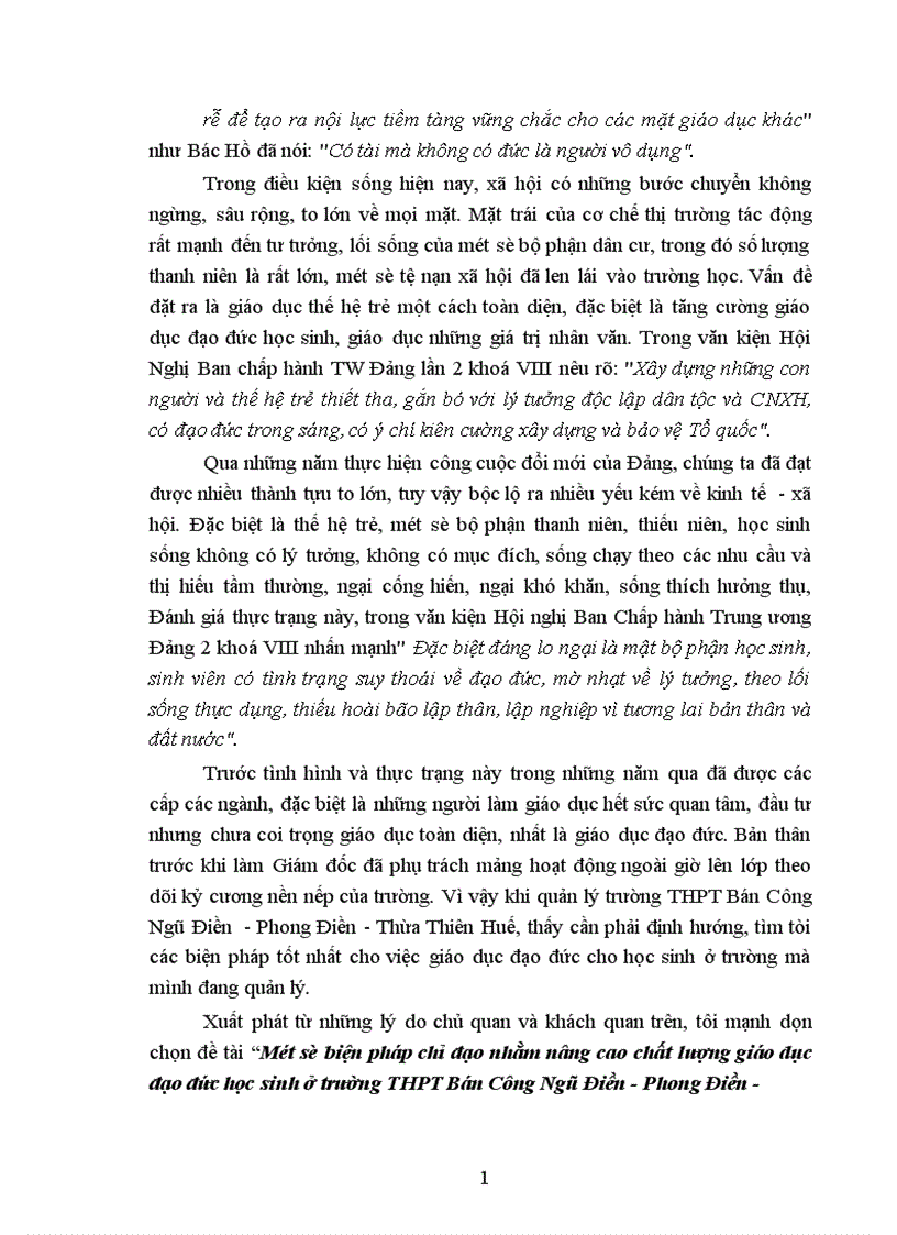 image for page Thực trạng của việc chỉ đạo nhằm nâng cao chất lượng giáo dục đạo đức học sinh của trường THPT Bán Công Ngũ Điền Phong Điền Thừa Thiên Huế